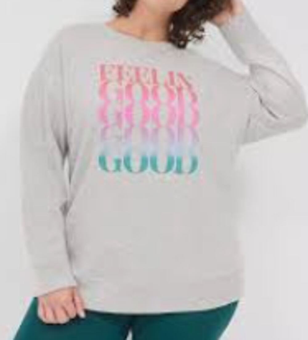 LIVI Lane Bryant Heather Gray 'Feelin' Good' Sweatshirt sz 14/16